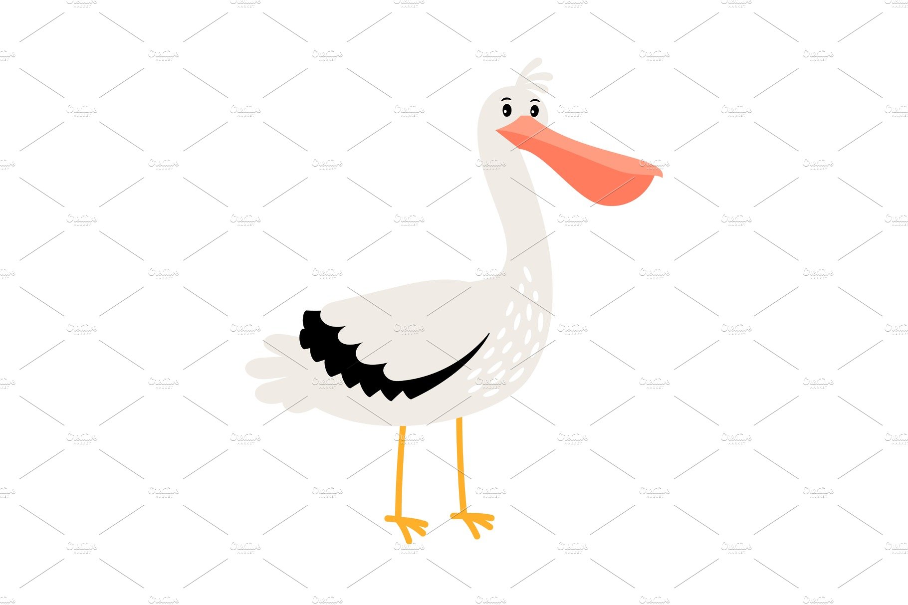 Pelican cartoon bird icon cover image.