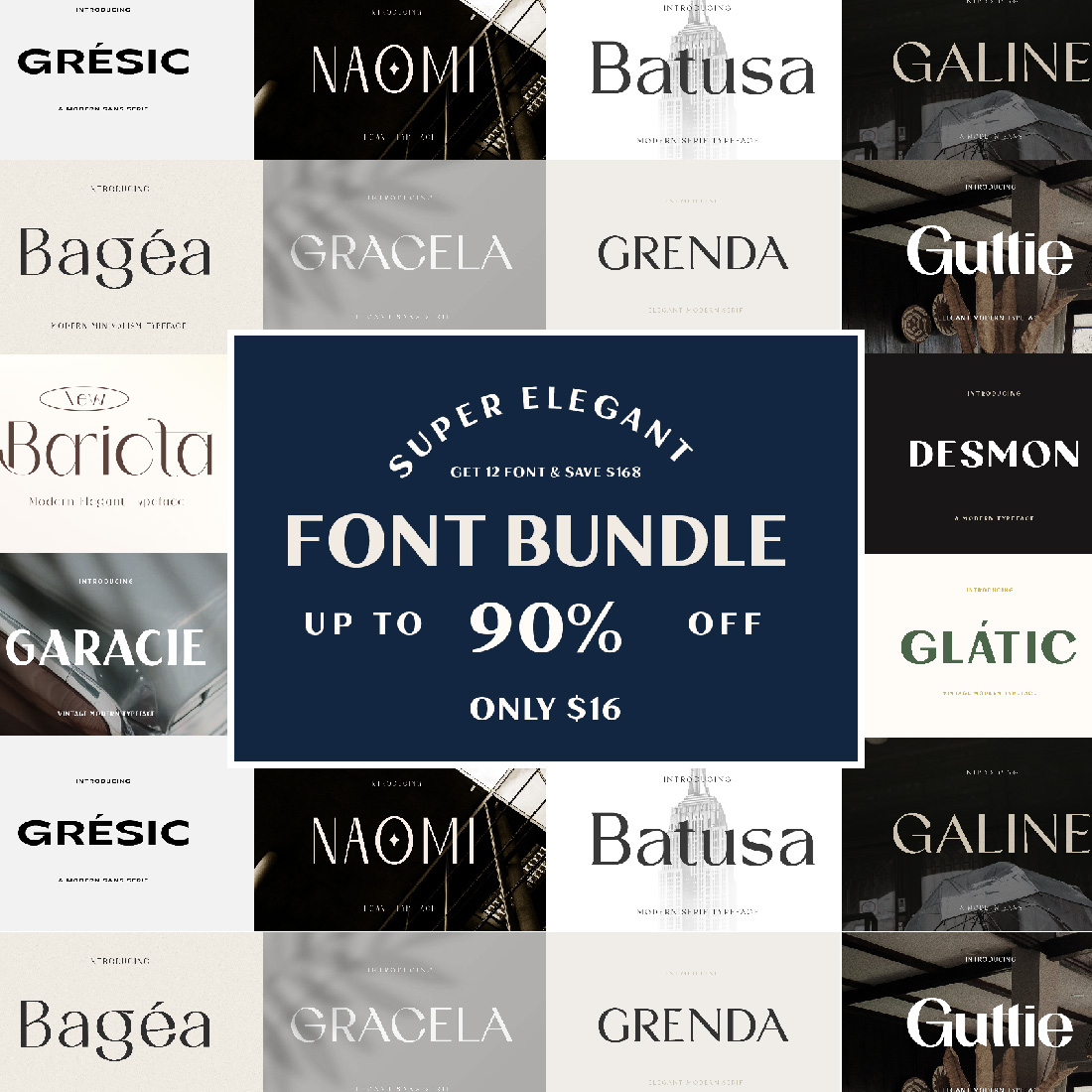 12 Premium Elegant Modern Fonts Bundle - Only $16 cover image.