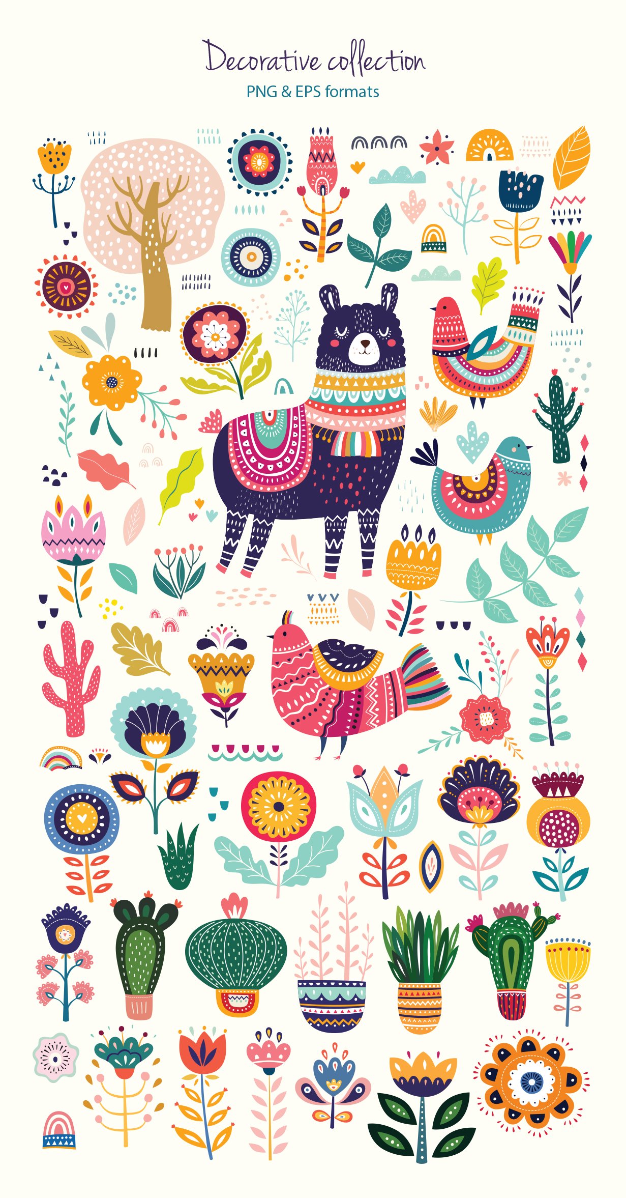 Big decorative set with Llama preview image.