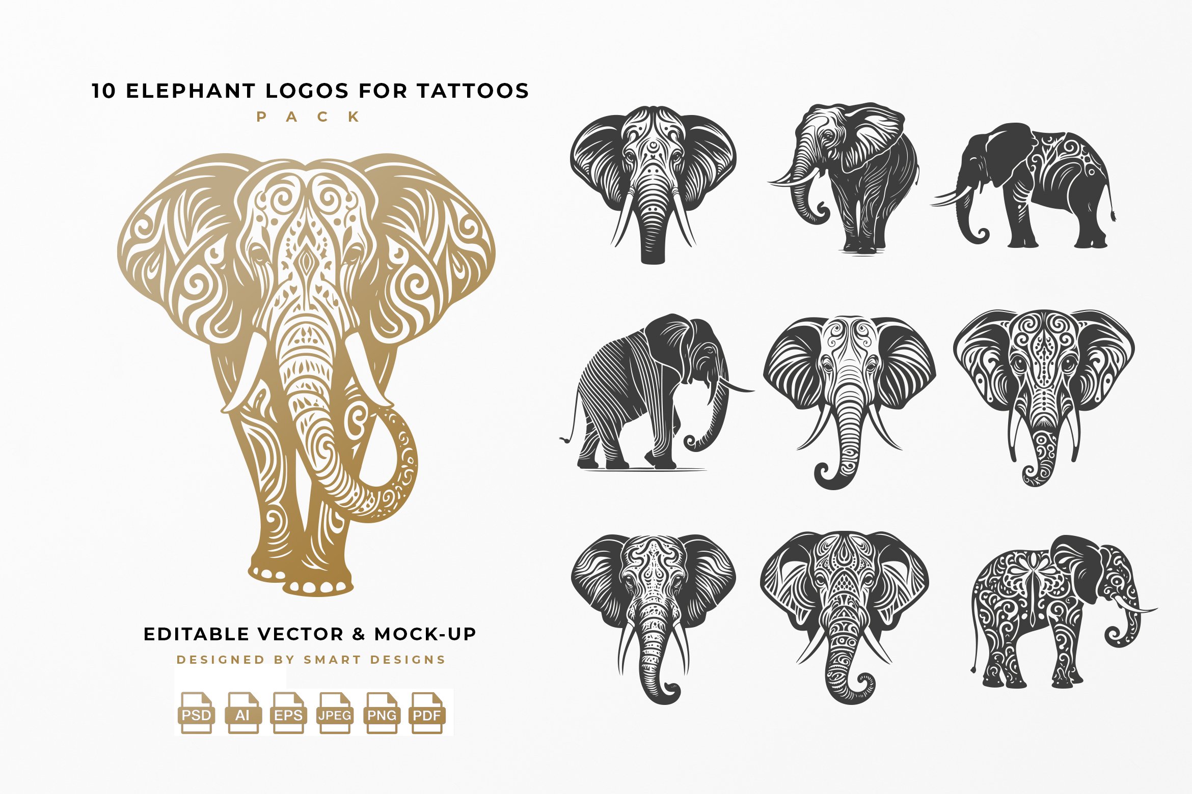 elephant logos for tattoos pack x10 898