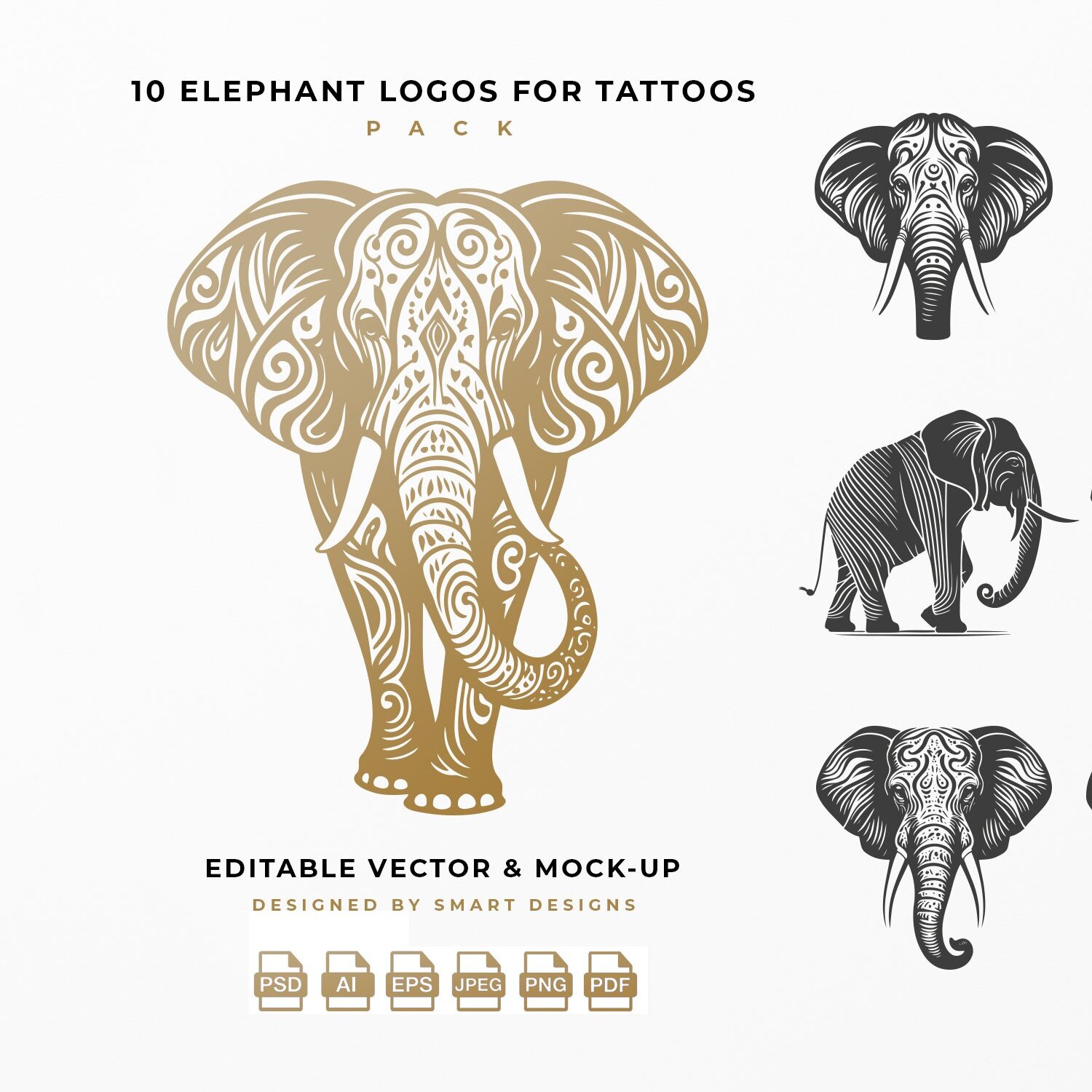 Elephant Outline Tattoo Design