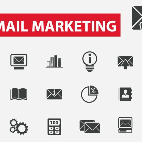30 e-mail marketing icons cover image.