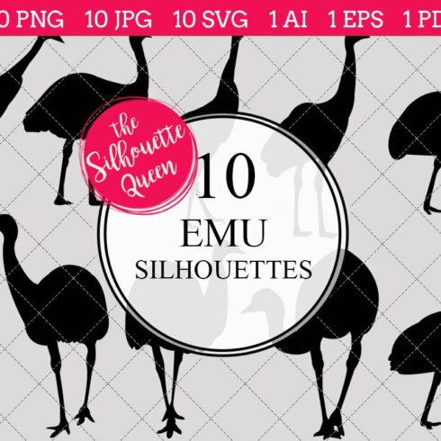 Emu bird Silhouette Clipart Vector cover image.