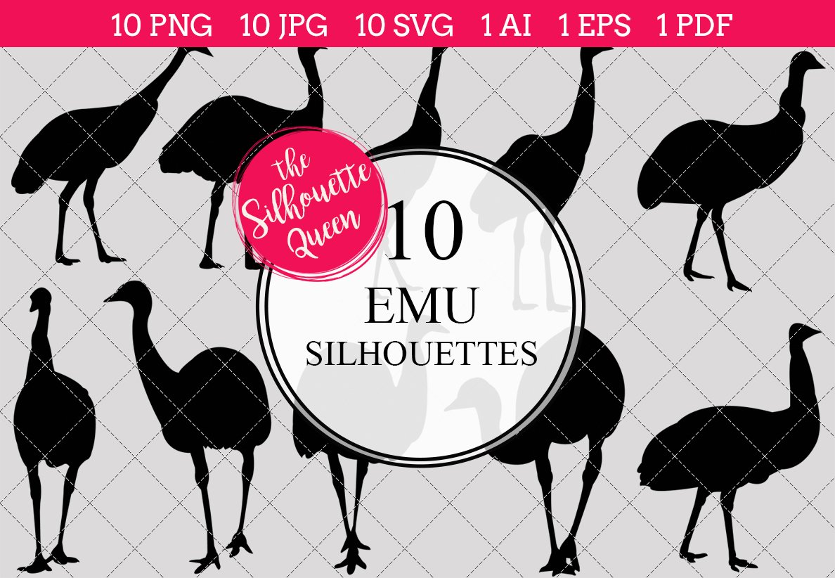 Emu bird Silhouette Clipart Vector cover image.