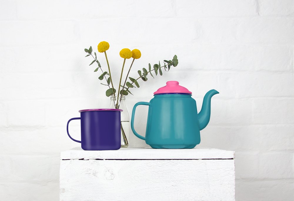 enamel teapot and cup 04 423
