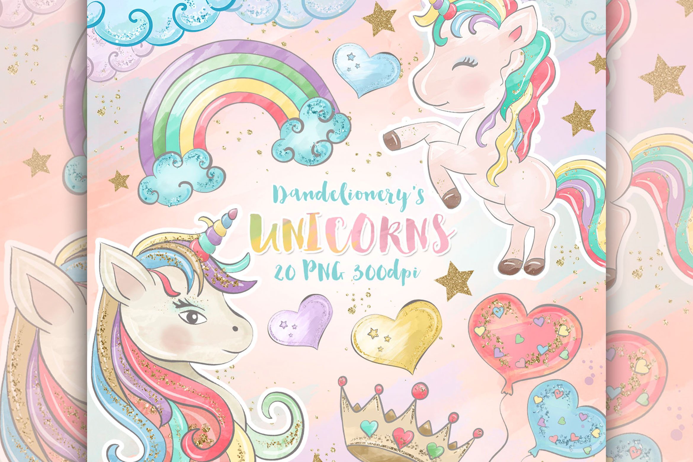 Unicorn dreams design preview image.