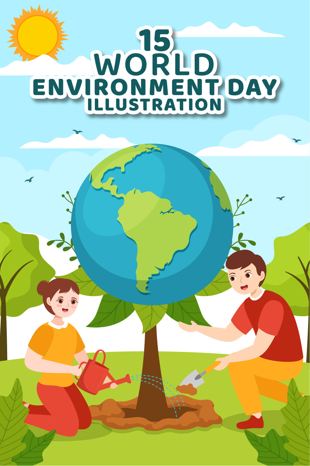 15 World Environment Day Illustration pinterest preview image.