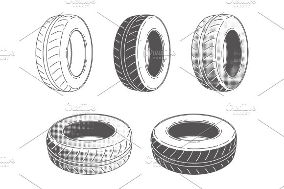 Car tire. Rubber wheel. Set. cover image.