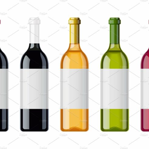 Set of wine bottles with different cover image.
