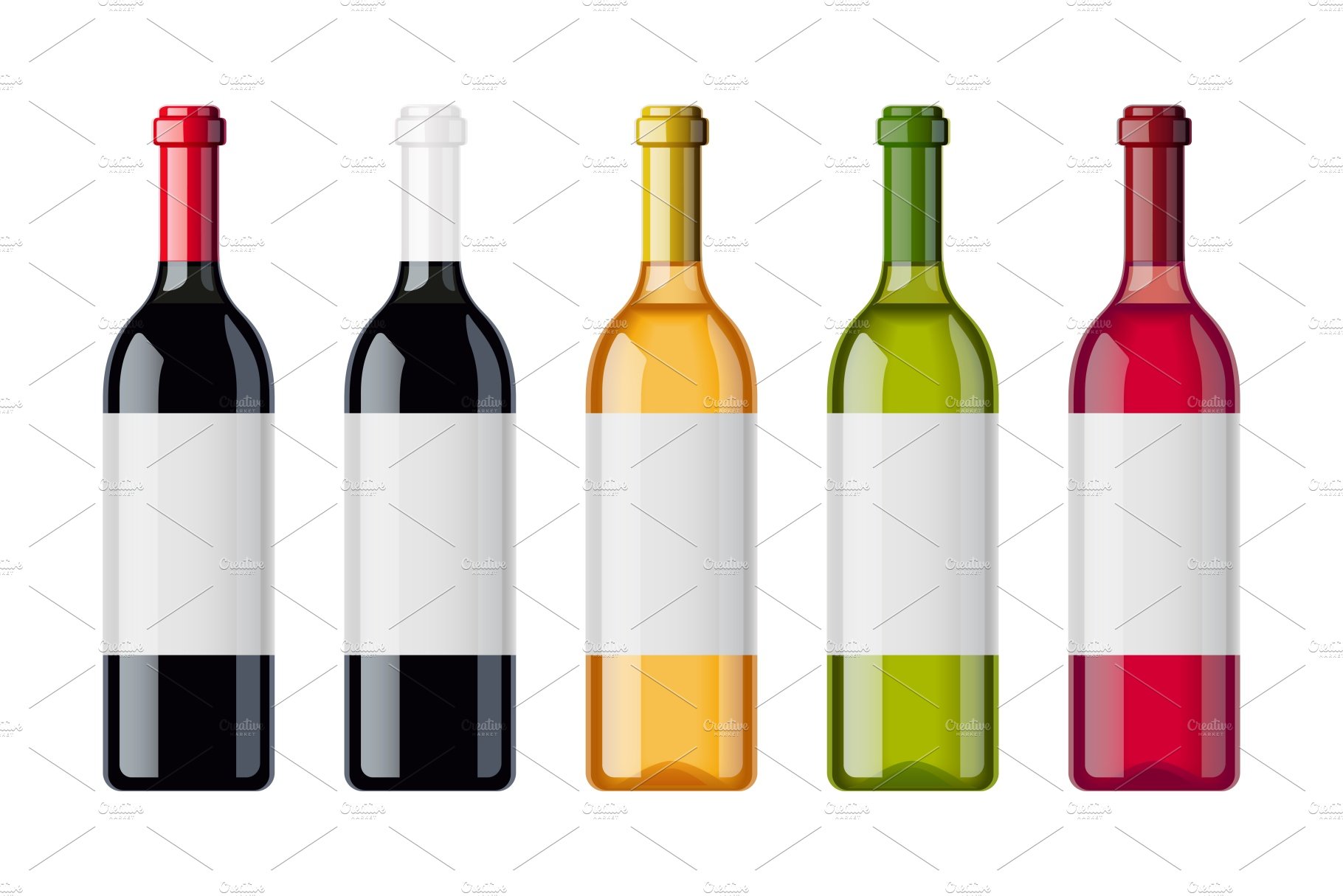 Set of wine bottles with different cover image.