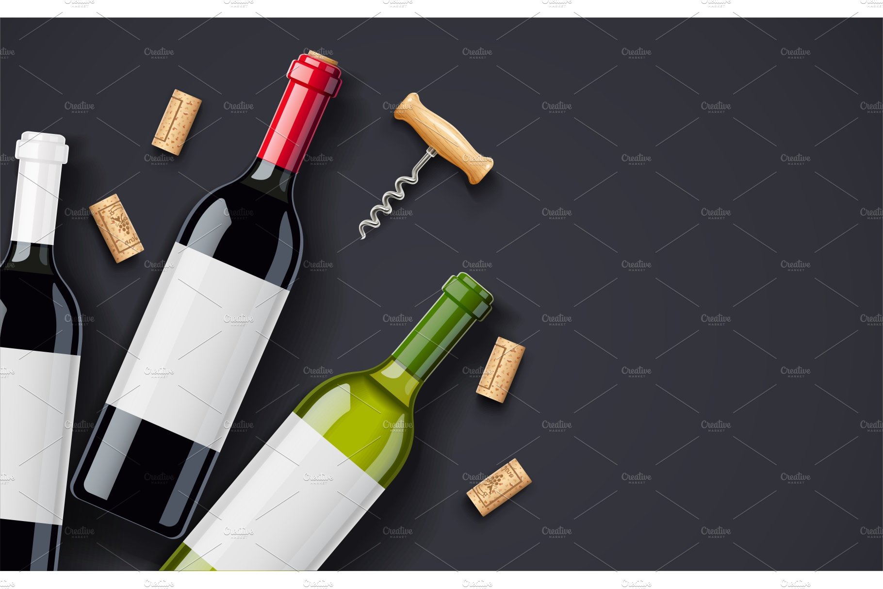 Red Wine bottle, cork and corkscrew cover image.