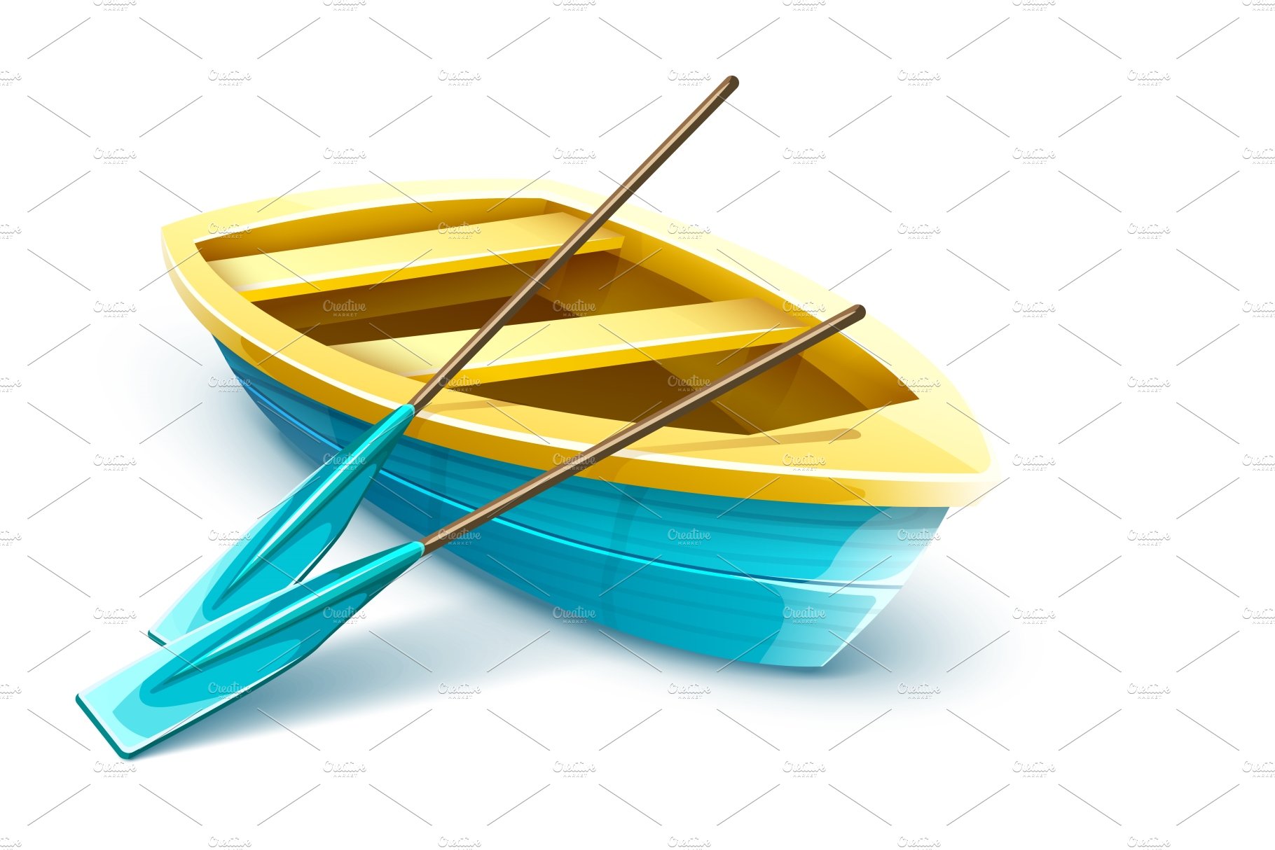 Wooden fisherman boat with paddles. cover image.