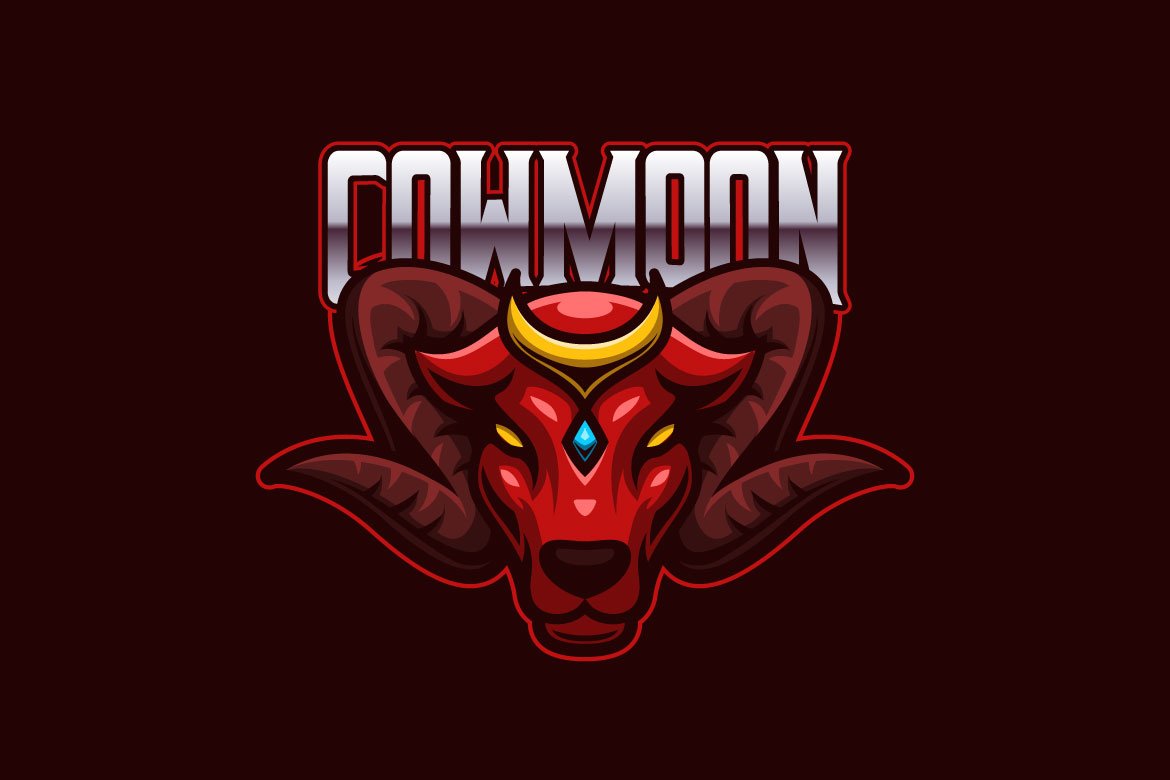 Angry Cow E-sports Logo Illustration preview image.