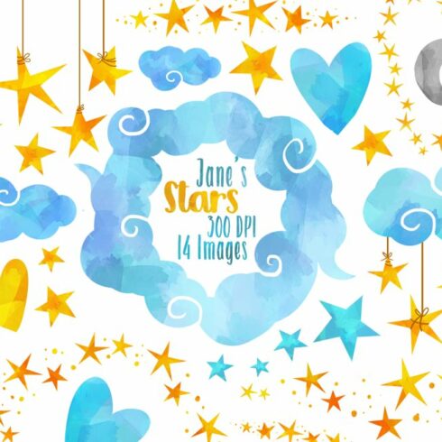 Stars and Clouds Clipart cover image.