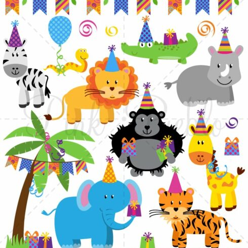 Birthday Party Animal Clipart/Vector cover image.