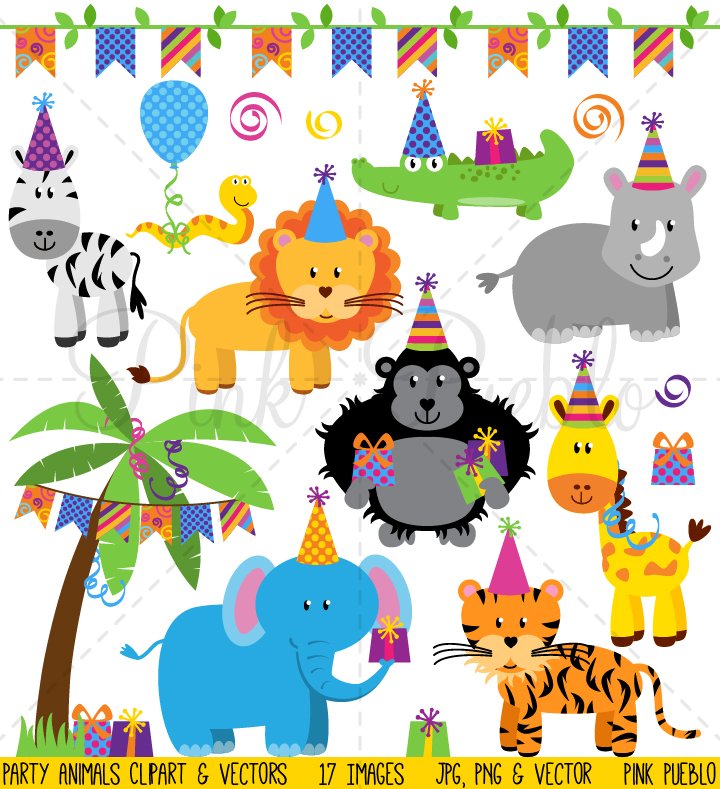 Birthday Party Animal Clipart/Vector cover image.