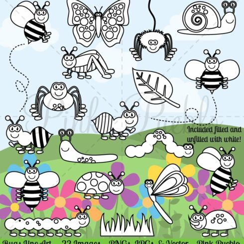 Bug Digital Stamps, Clipart & Vector cover image.
