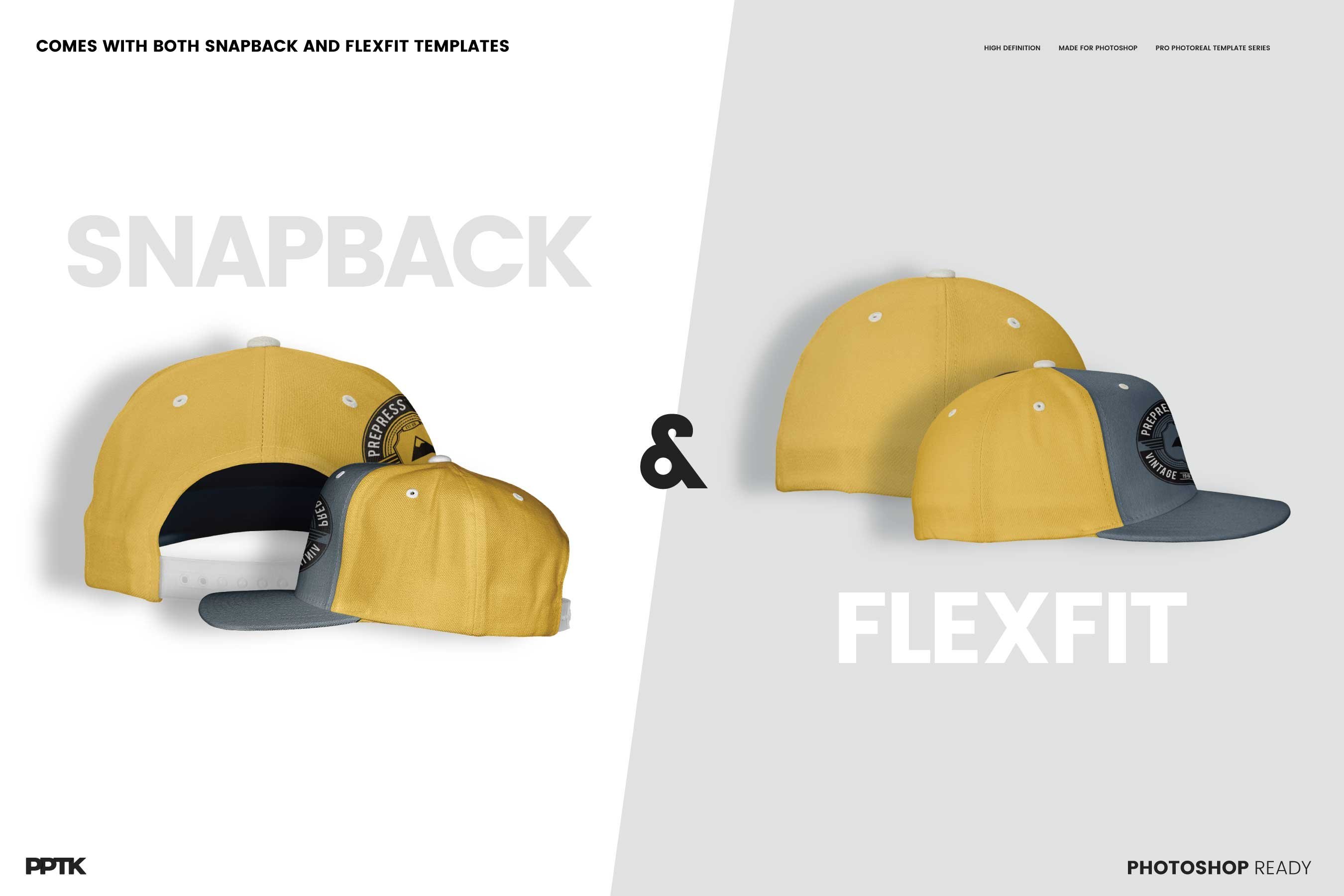 Flat peak hat mockup pack preview image.