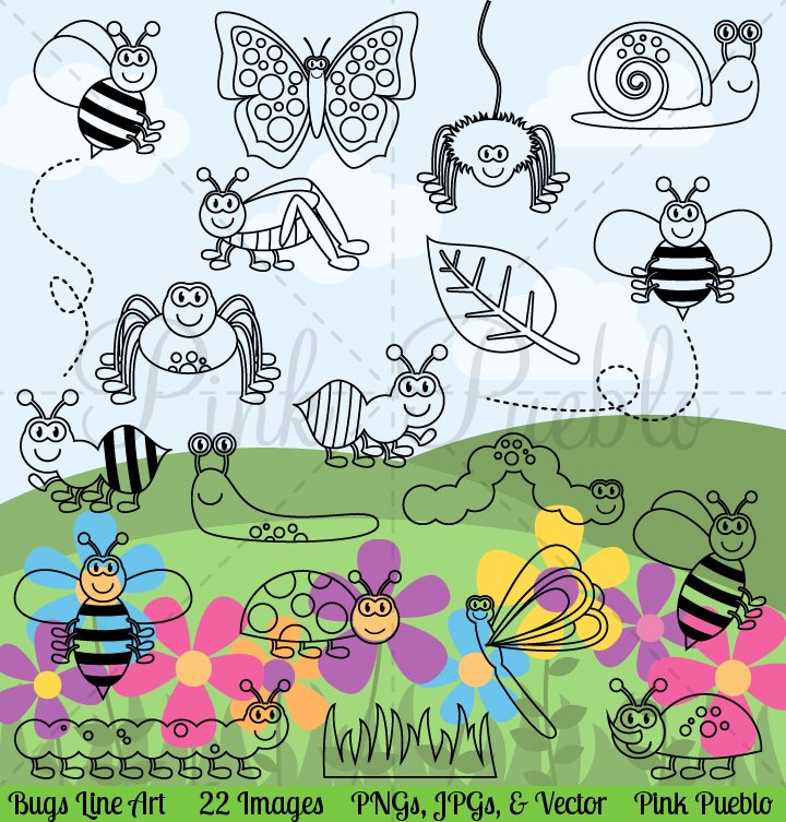 Bug Digital Stamps, Clipart & Vector preview image.