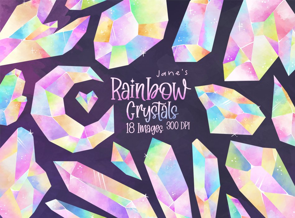 Watercolor Rainbow Crystals Set cover image.