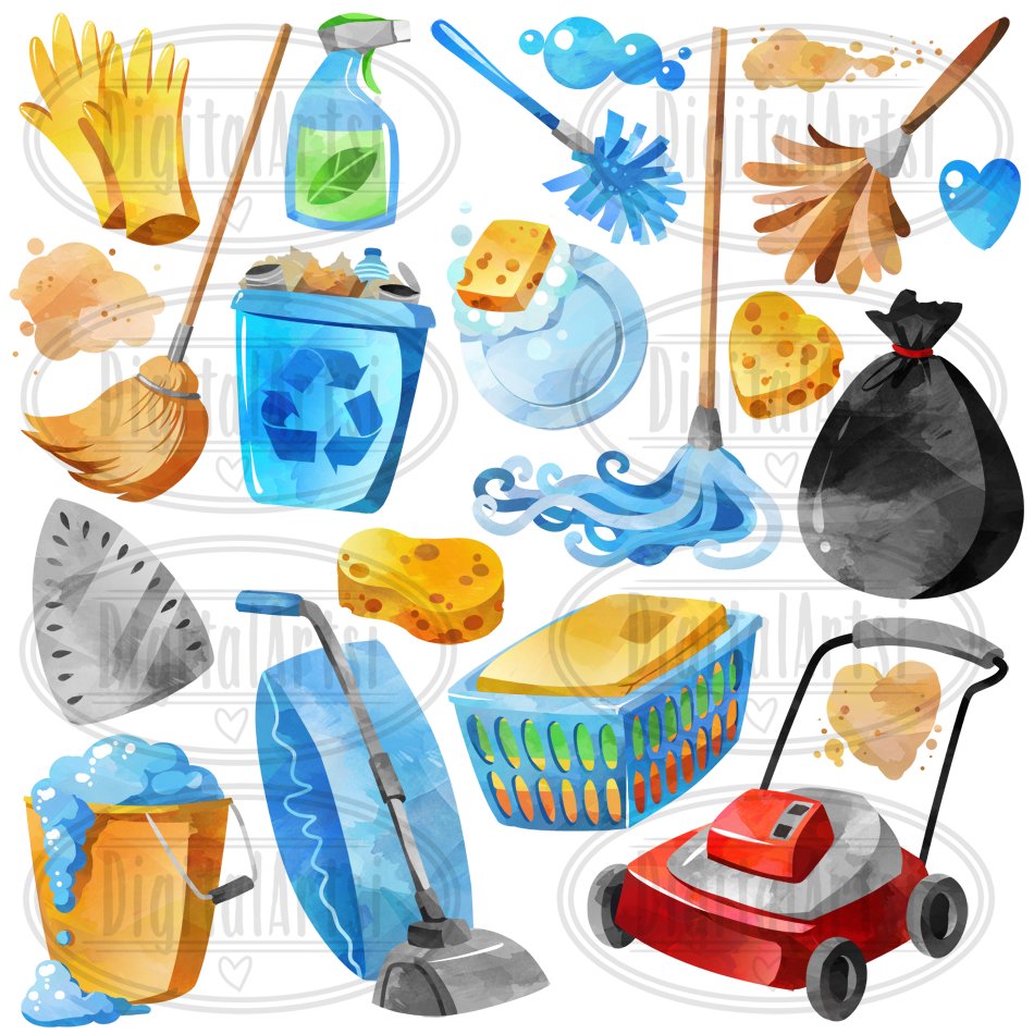 Watercolor Chores Clipart preview image.