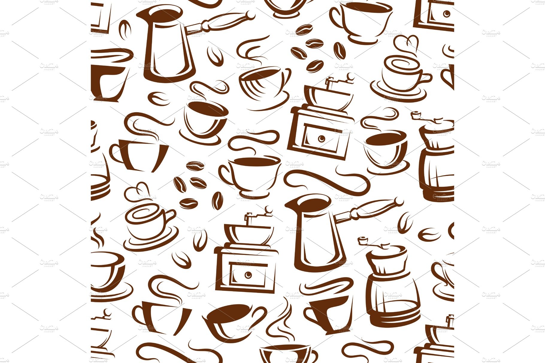 Coffee cups seamless pattern cover image.