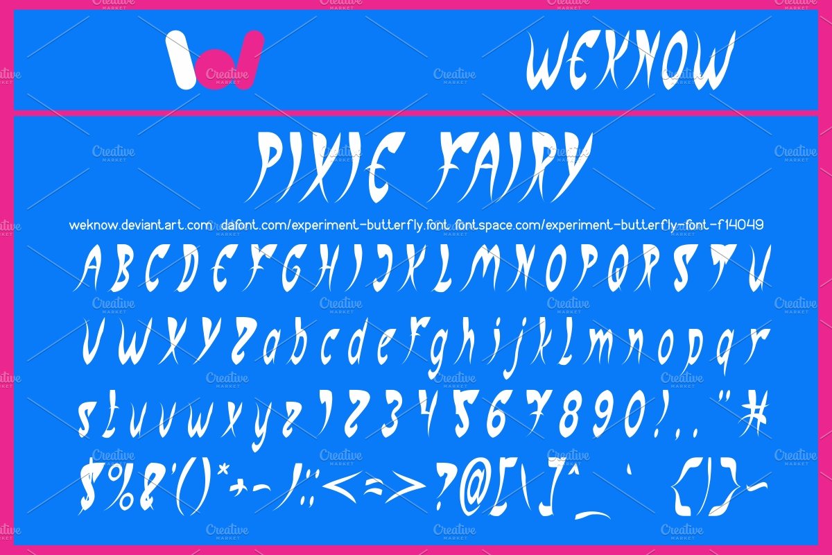 experiment butterfly font preview image.