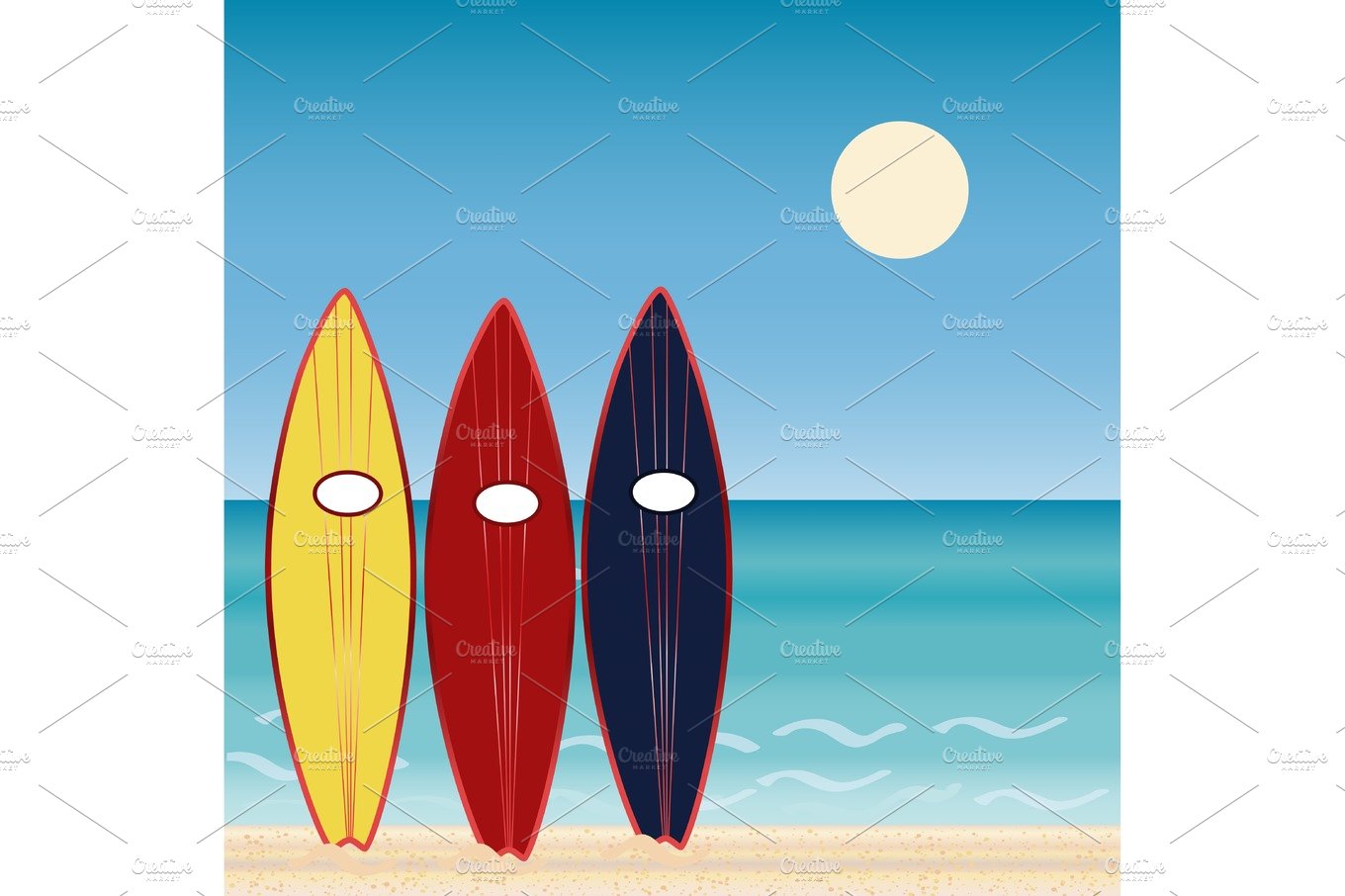 Three surf Boards, beach holidays. Extreme sport. cover image.