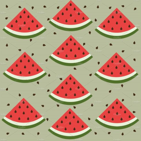 Watermelon slices vector fun pattern cover image.
