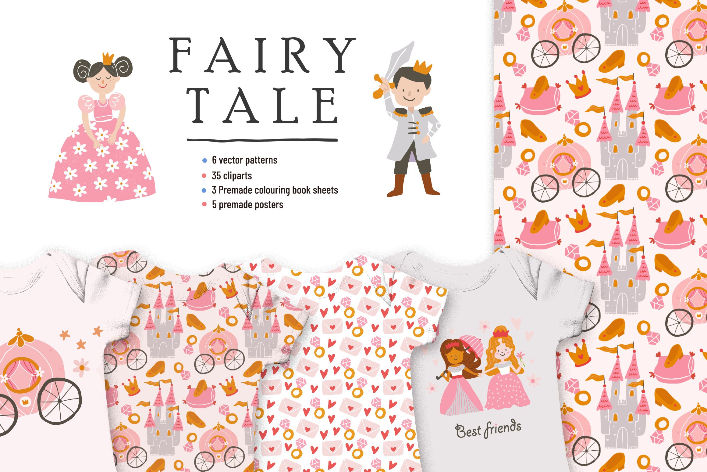 Fairy Tale Cliparts+Patterns & More cover image.