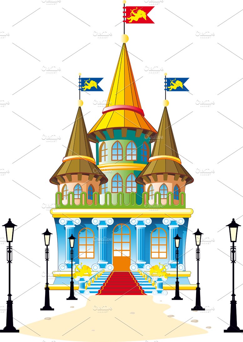 Fairytale castle with lighted lanter cover image.