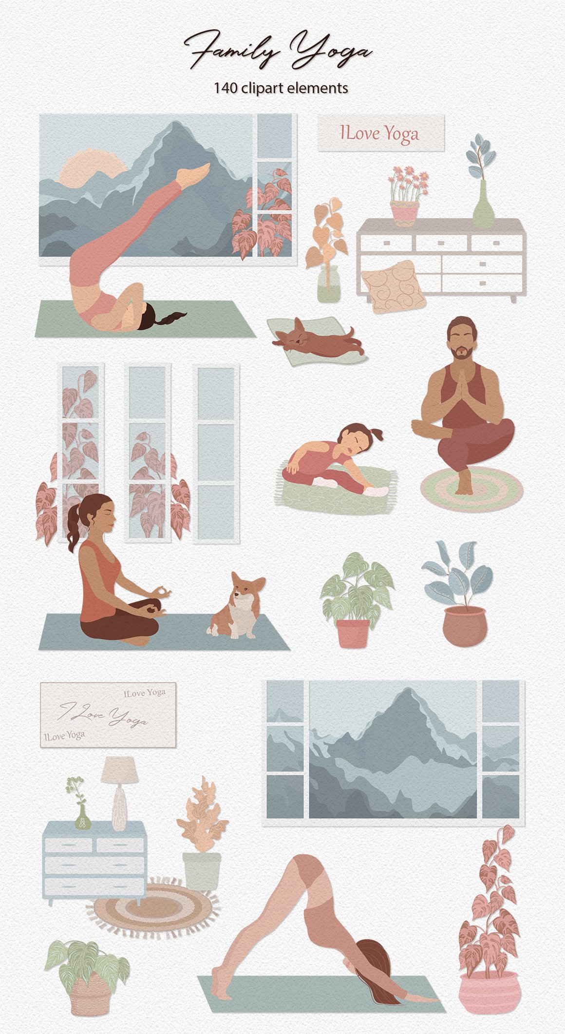 family yoga illustration set 281029 743