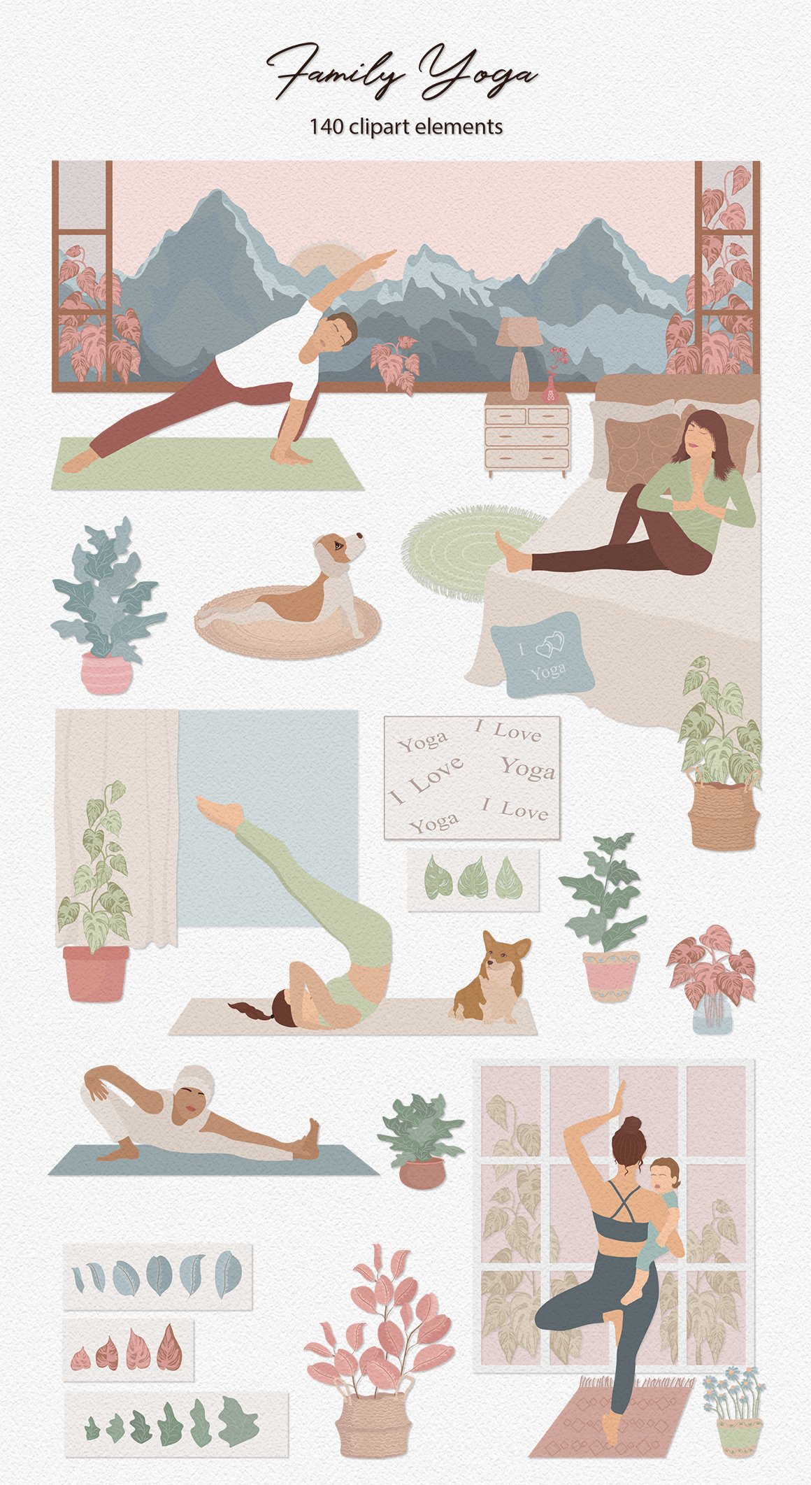 family yoga illustration set 281229 48
