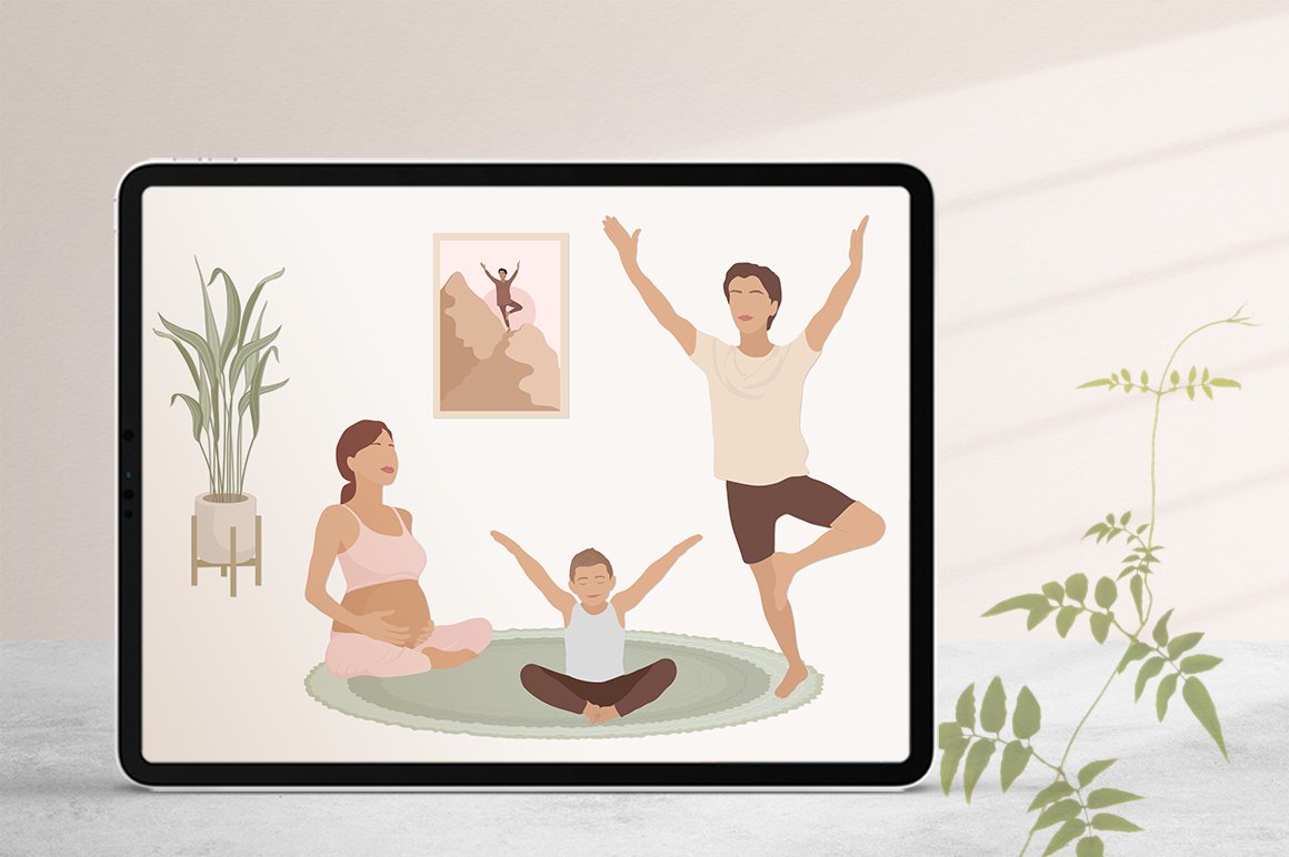 family yoga illustration set 28329 144