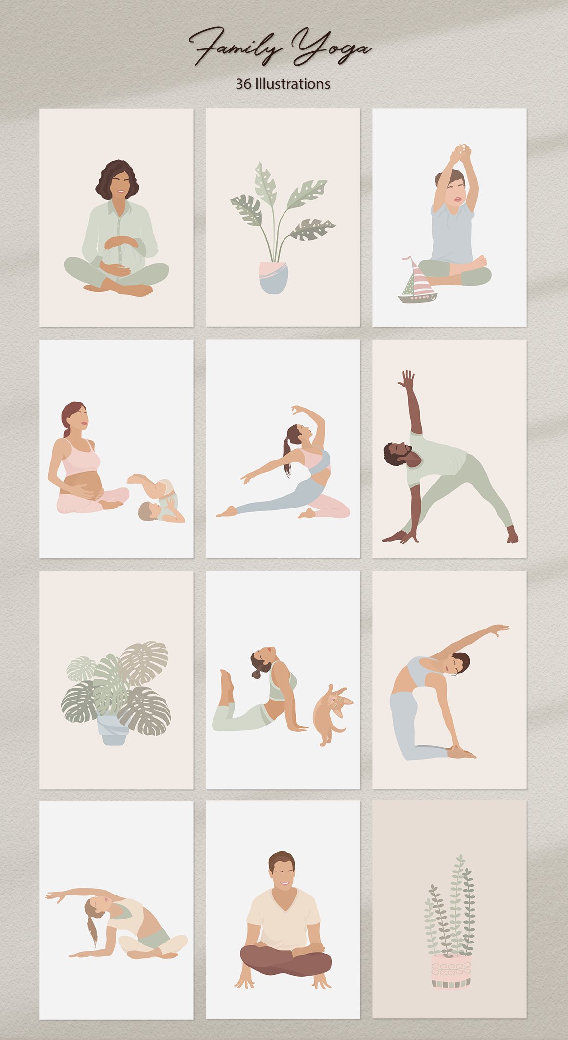 family yoga illustration set 28429 109