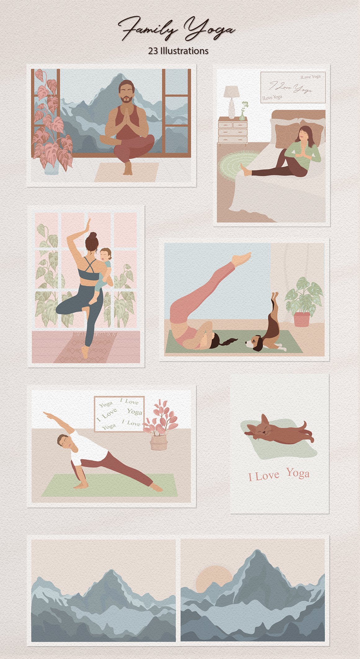 family yoga illustration set 28429 913