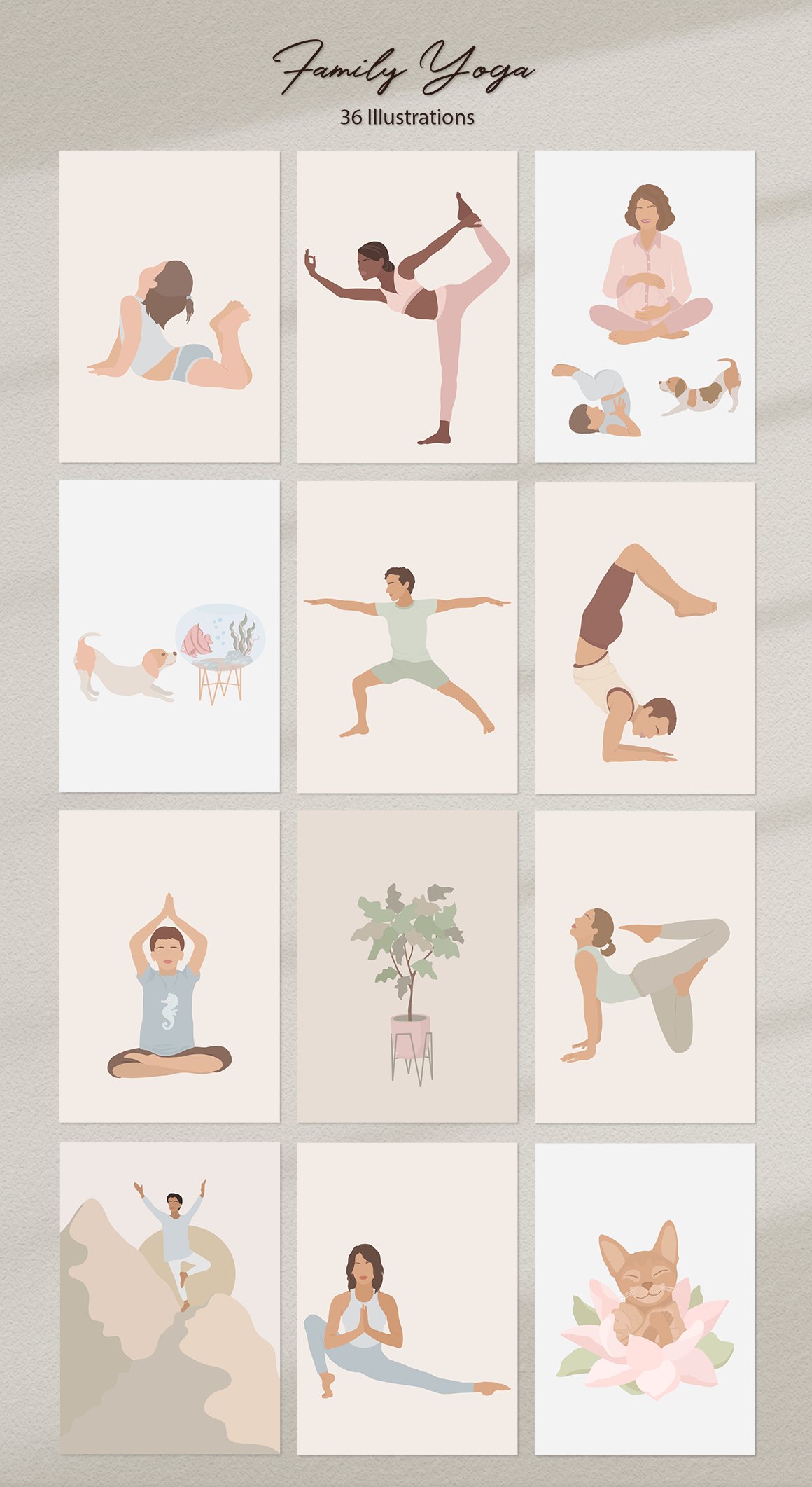 family yoga illustration set 28629 769