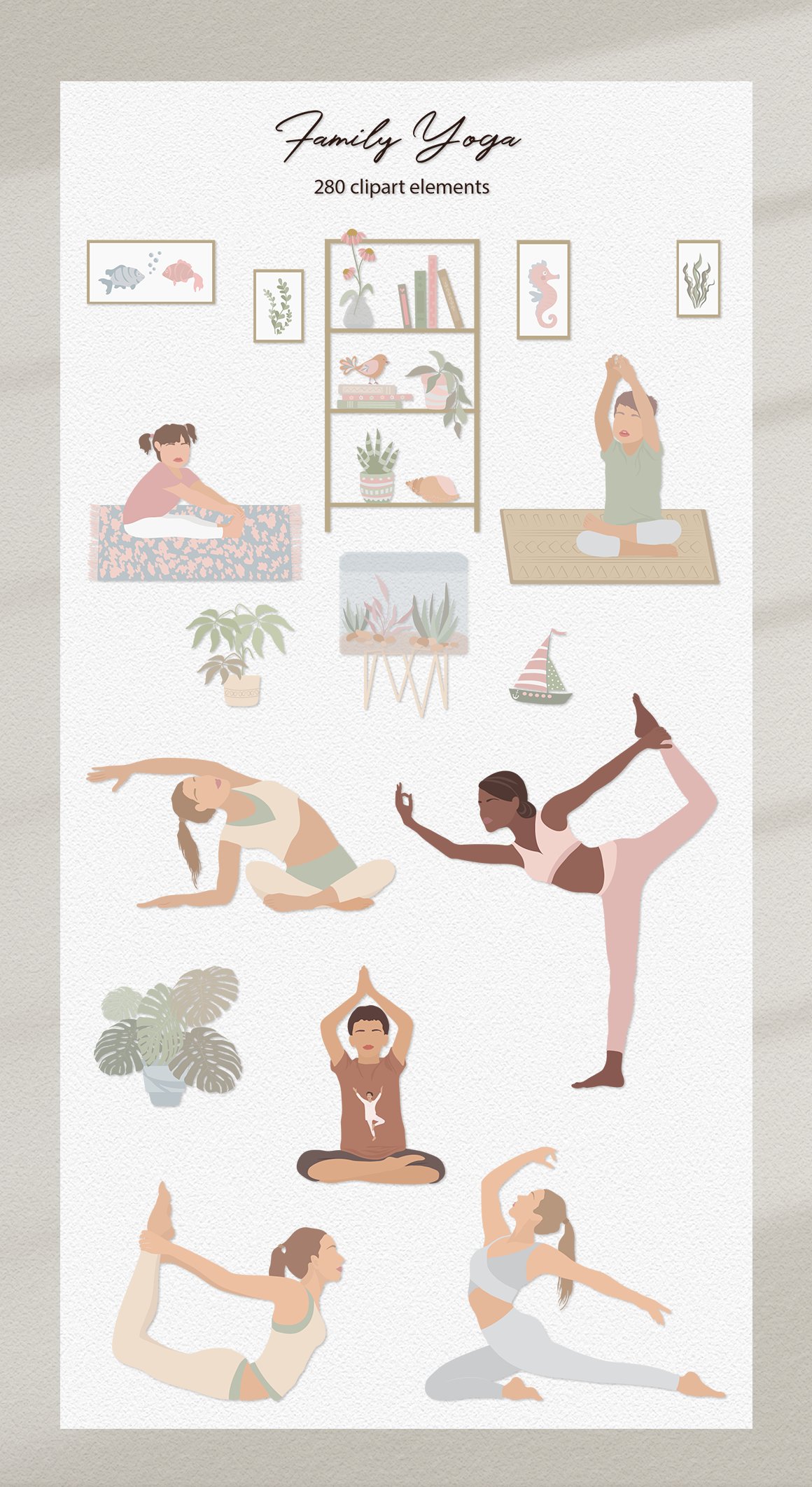 family yoga illustration set 28829 544