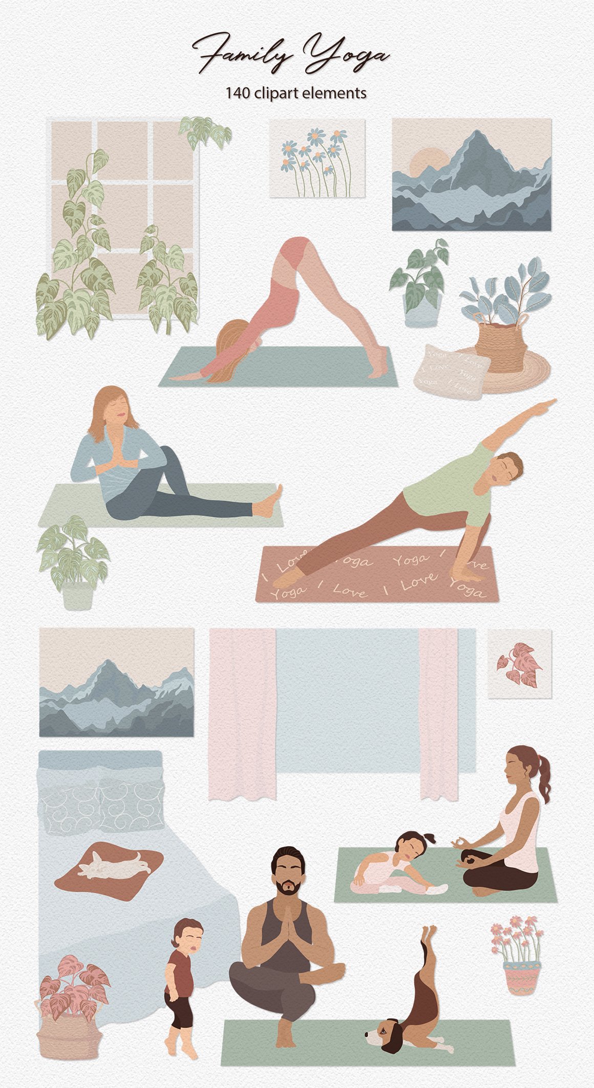 family yoga illustration set 28829 749