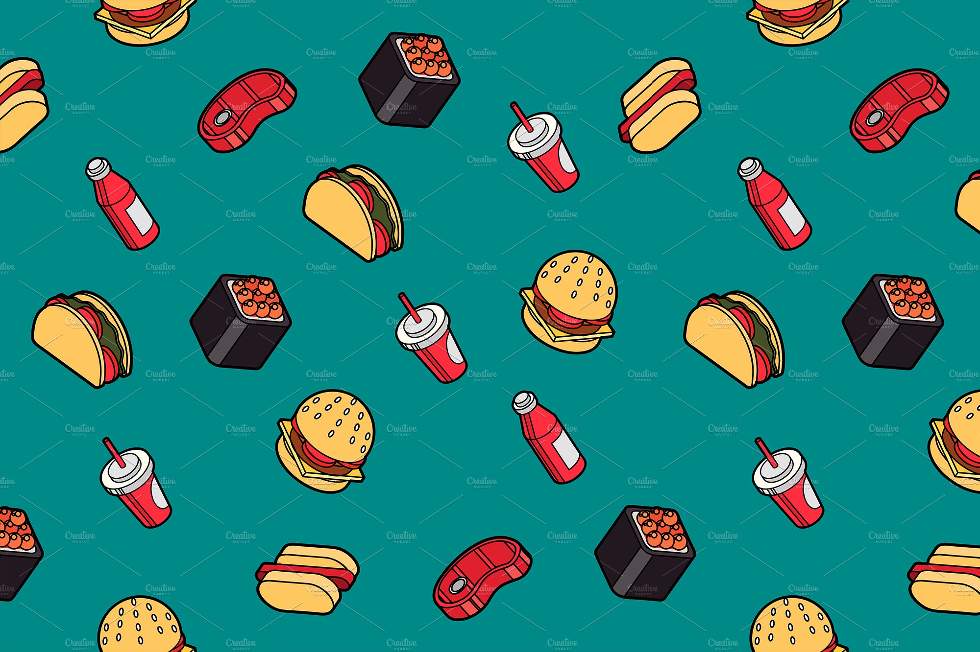 Fast food pattern cover image.