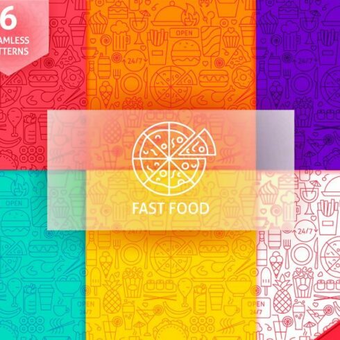 Fast Food Line Seamless Patterns cover image.