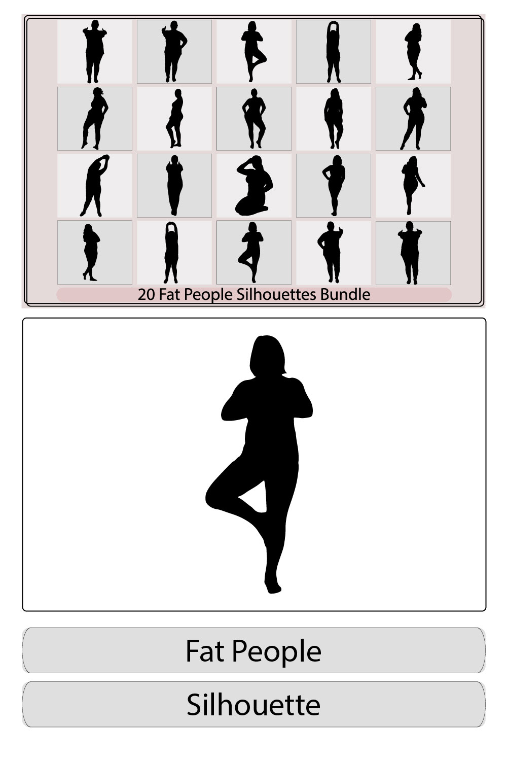 Fat woman Fat man Silhouettes,black and white silhouette of a man with a fat belly pinterest preview image.
