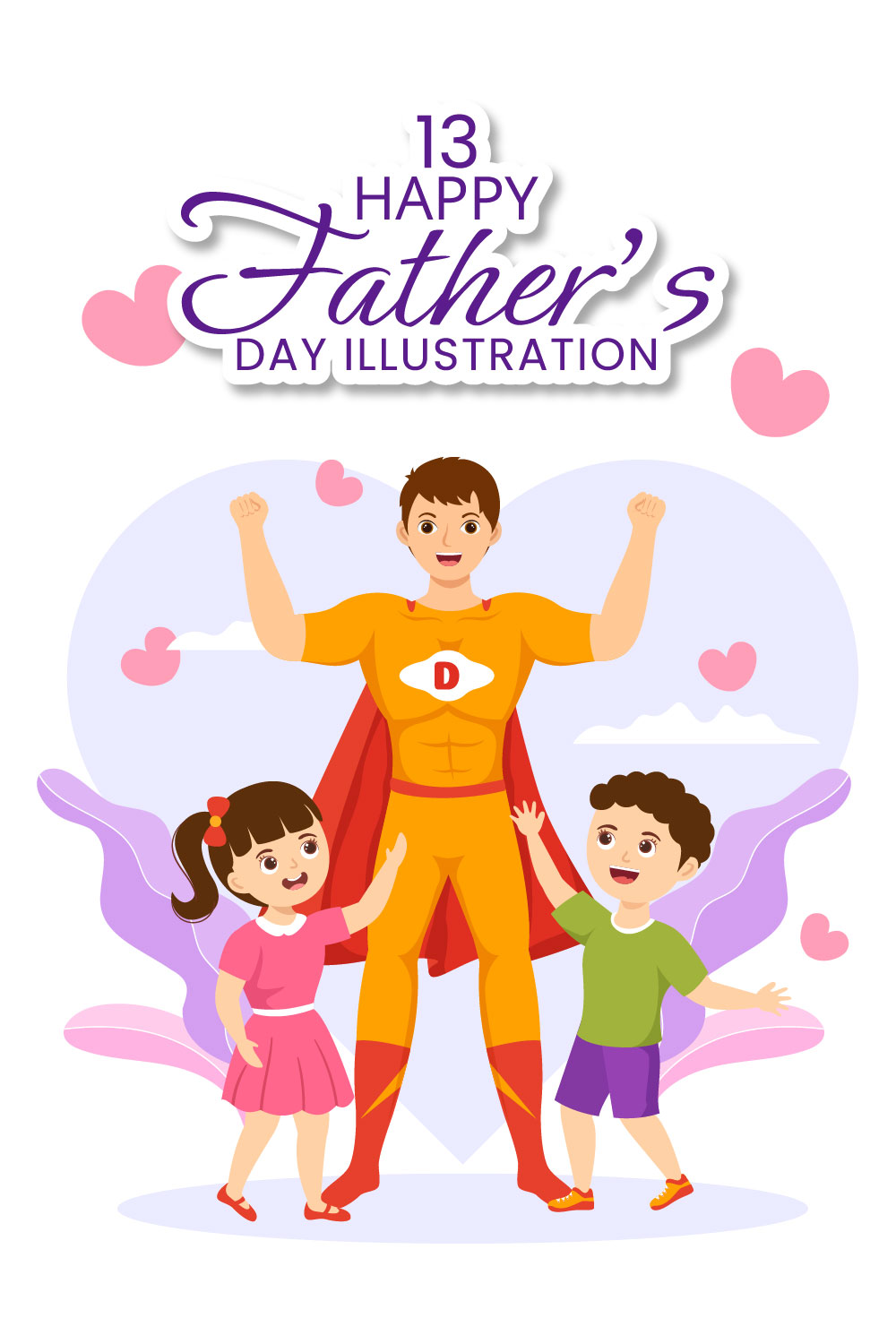 13 Happy Fathers Day Illustration pinterest preview image.