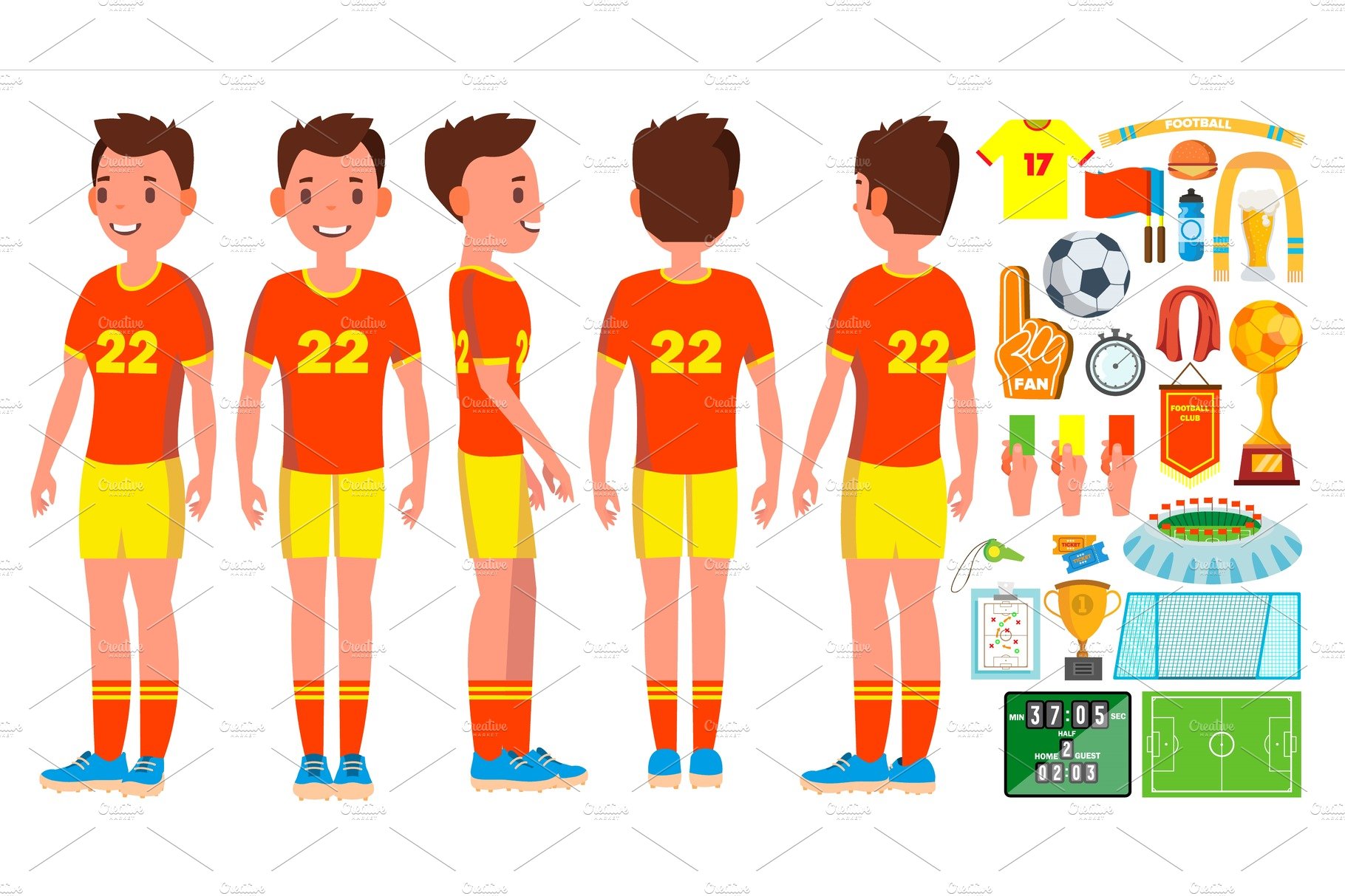 Soccer Player Male Vector. Football cover image.
