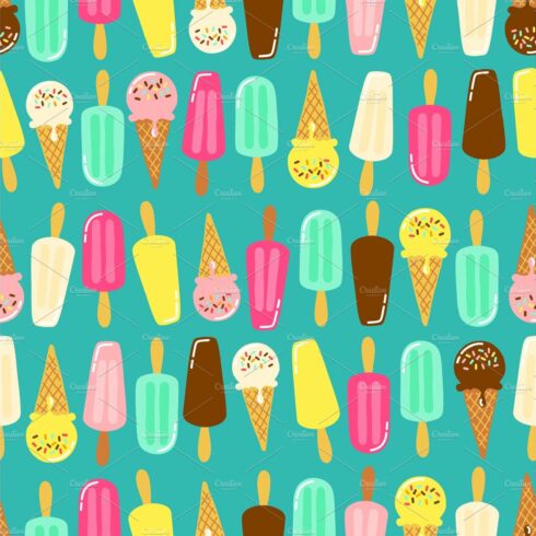 Cute Ice Cream collection seamless cover image.