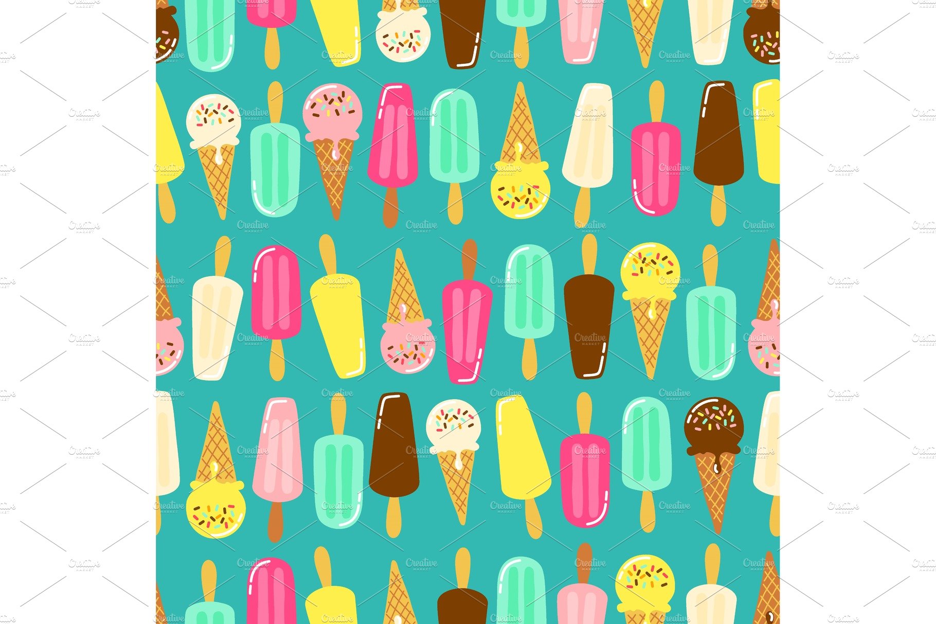 Cute Ice Cream collection seamless cover image.