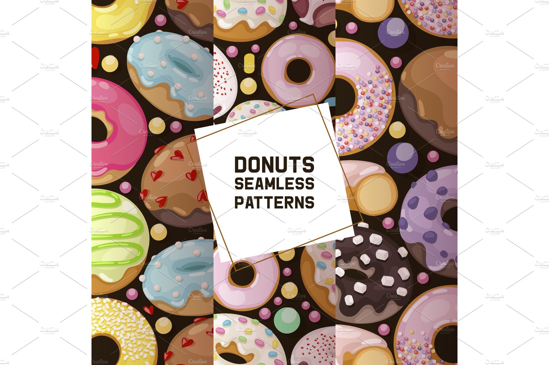 Donut vector seamless pattern cover image.