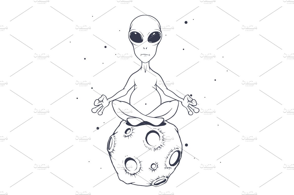 alien sits in the lotus position preview image.