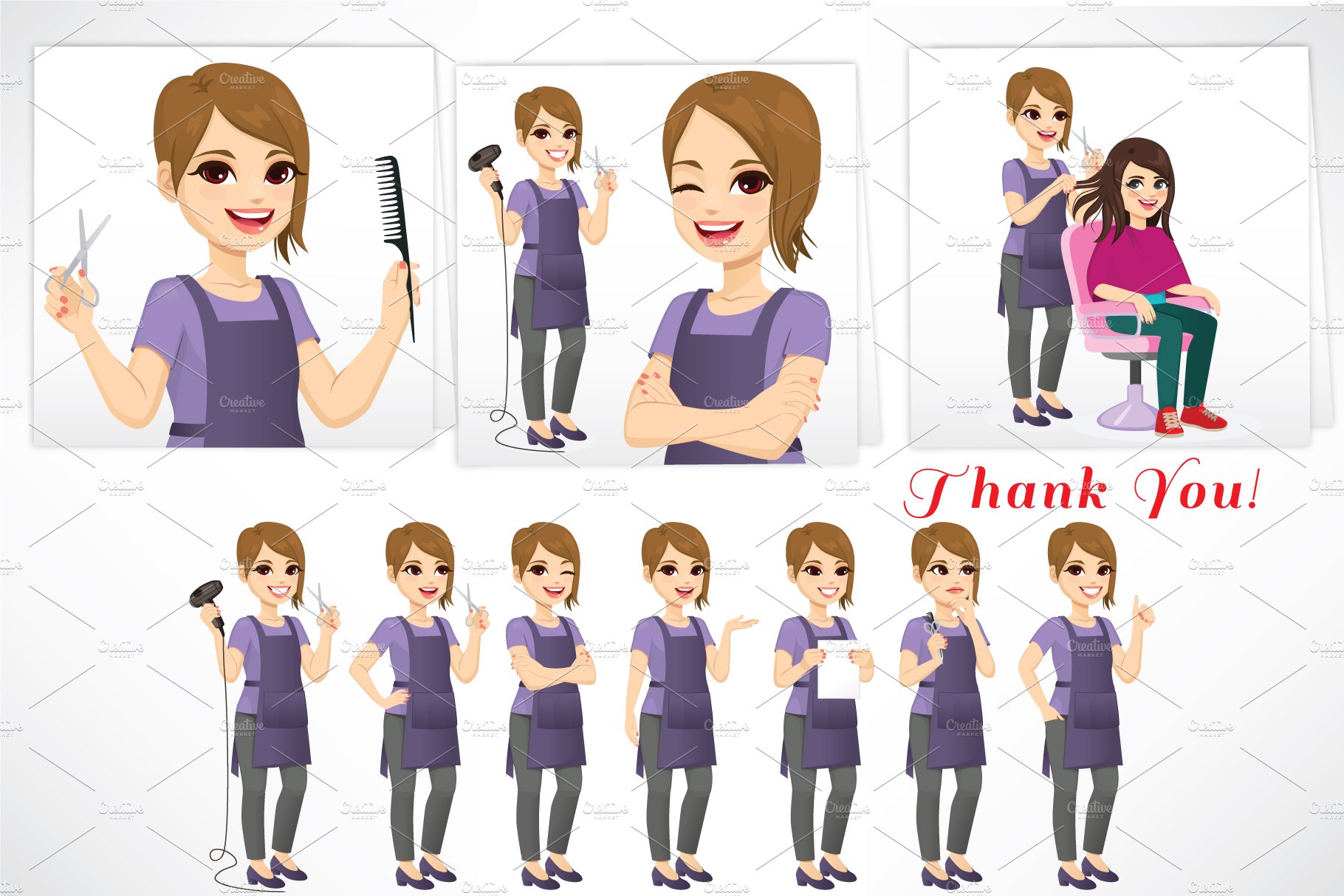 Female Hairdresser Character Design preview image.