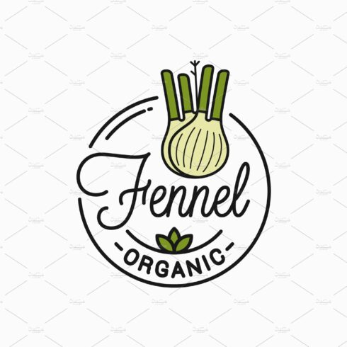 Fennel bulb logo. Round linear logo. cover image.